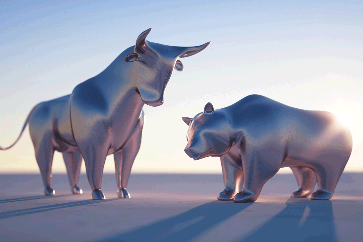 Bulle und Baer aus Metall