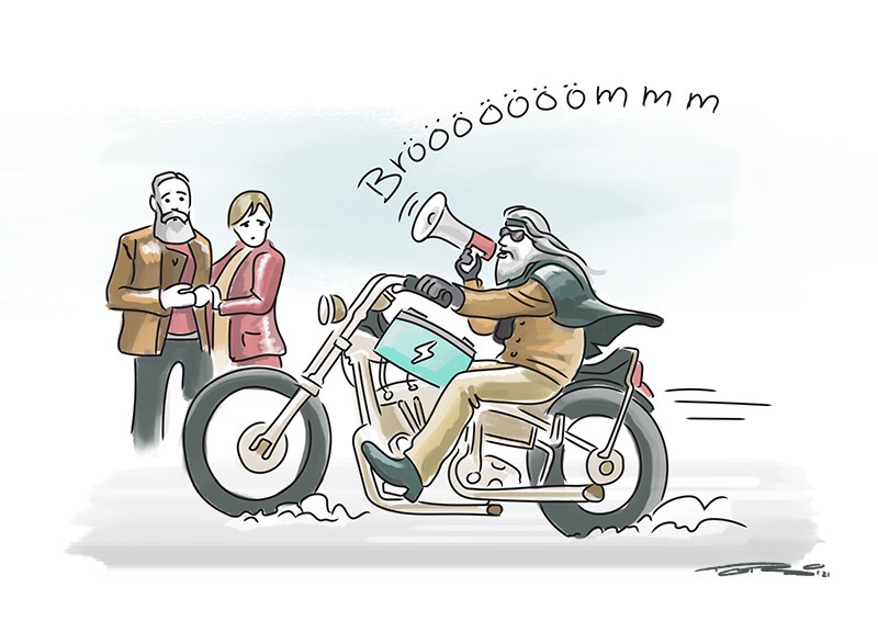 Karikatur E-Motorrad