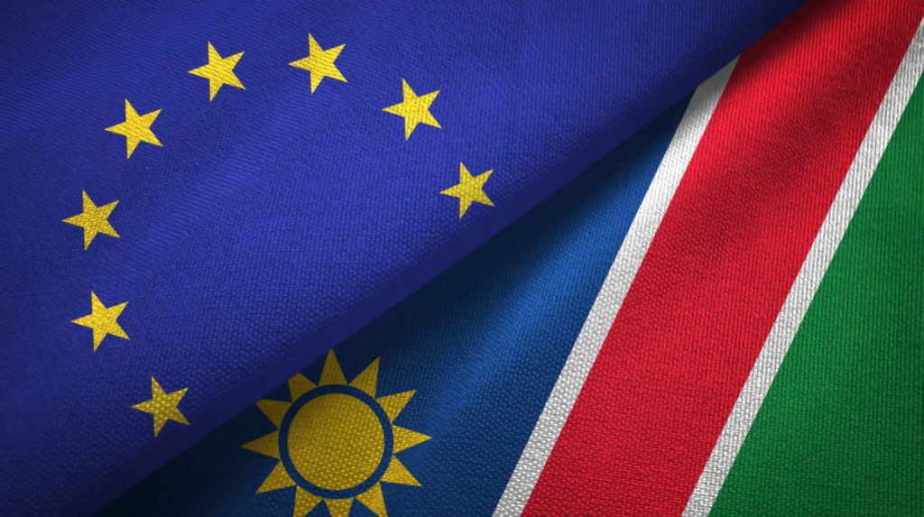 Flaggen Nambias und der EU