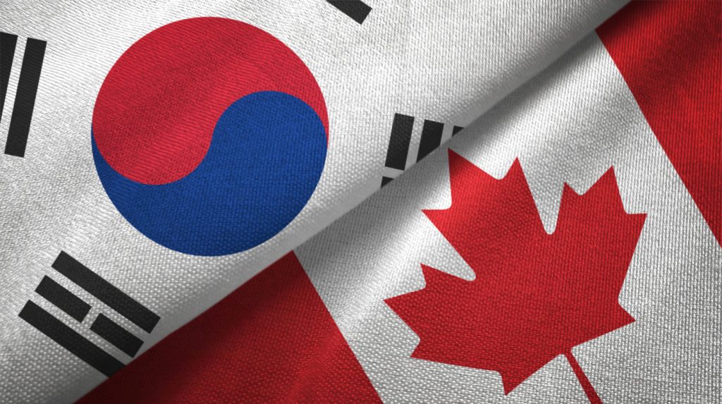 Flaggen von Südkorea und Kanada