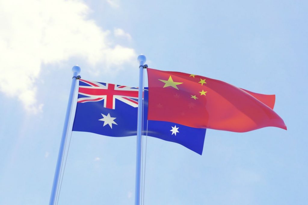Australien China Flaggen