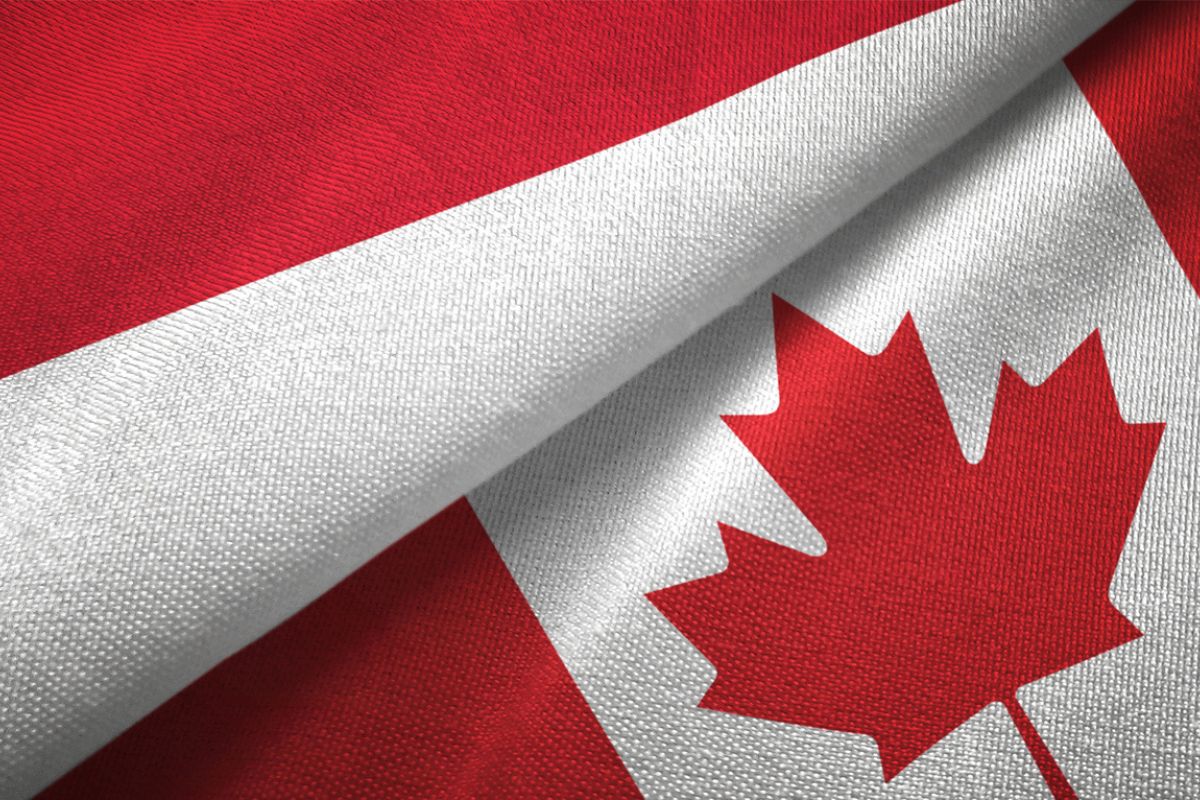 Indonesien Kanada Flaggen