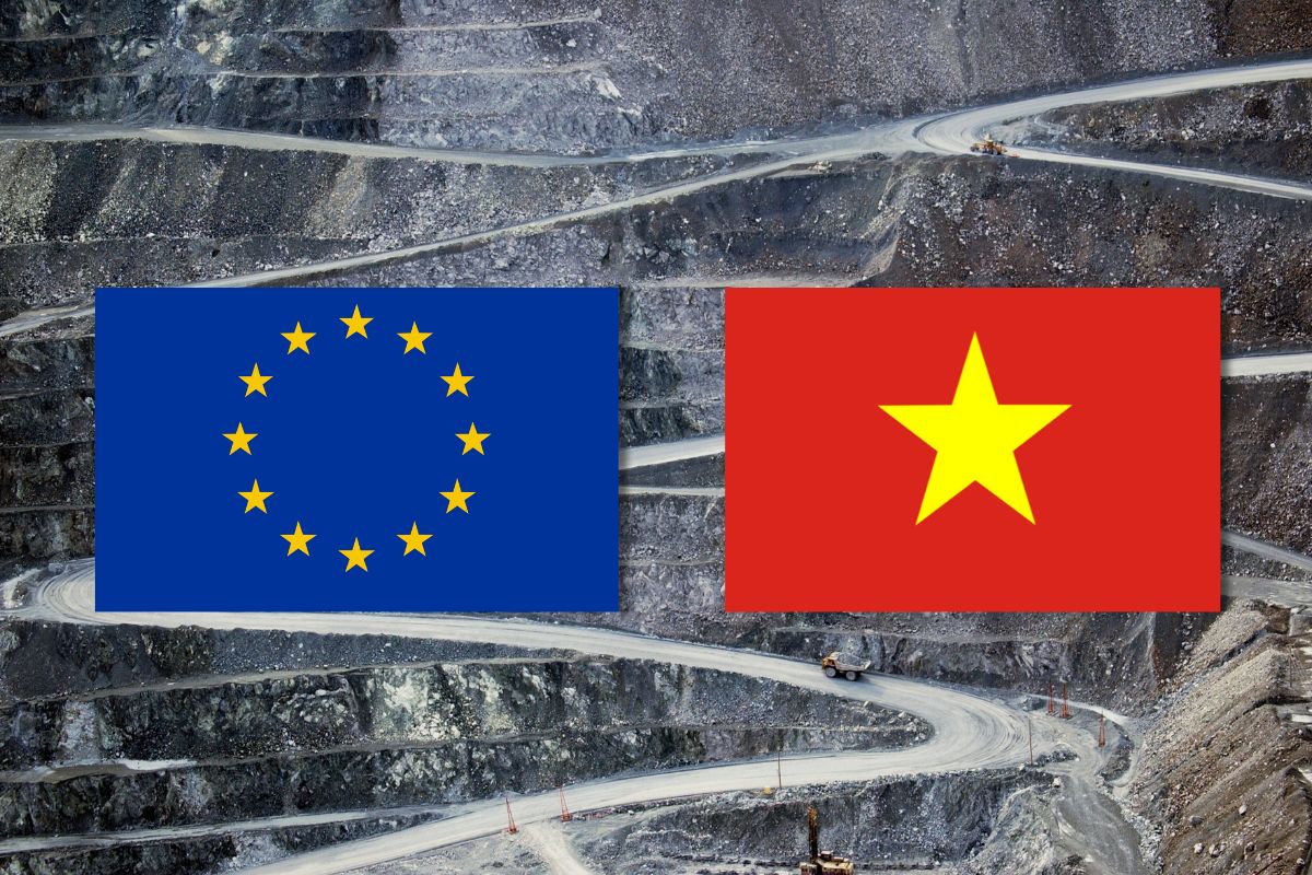 EU Vietnam Flaggen EU Vietnam Flaggen
